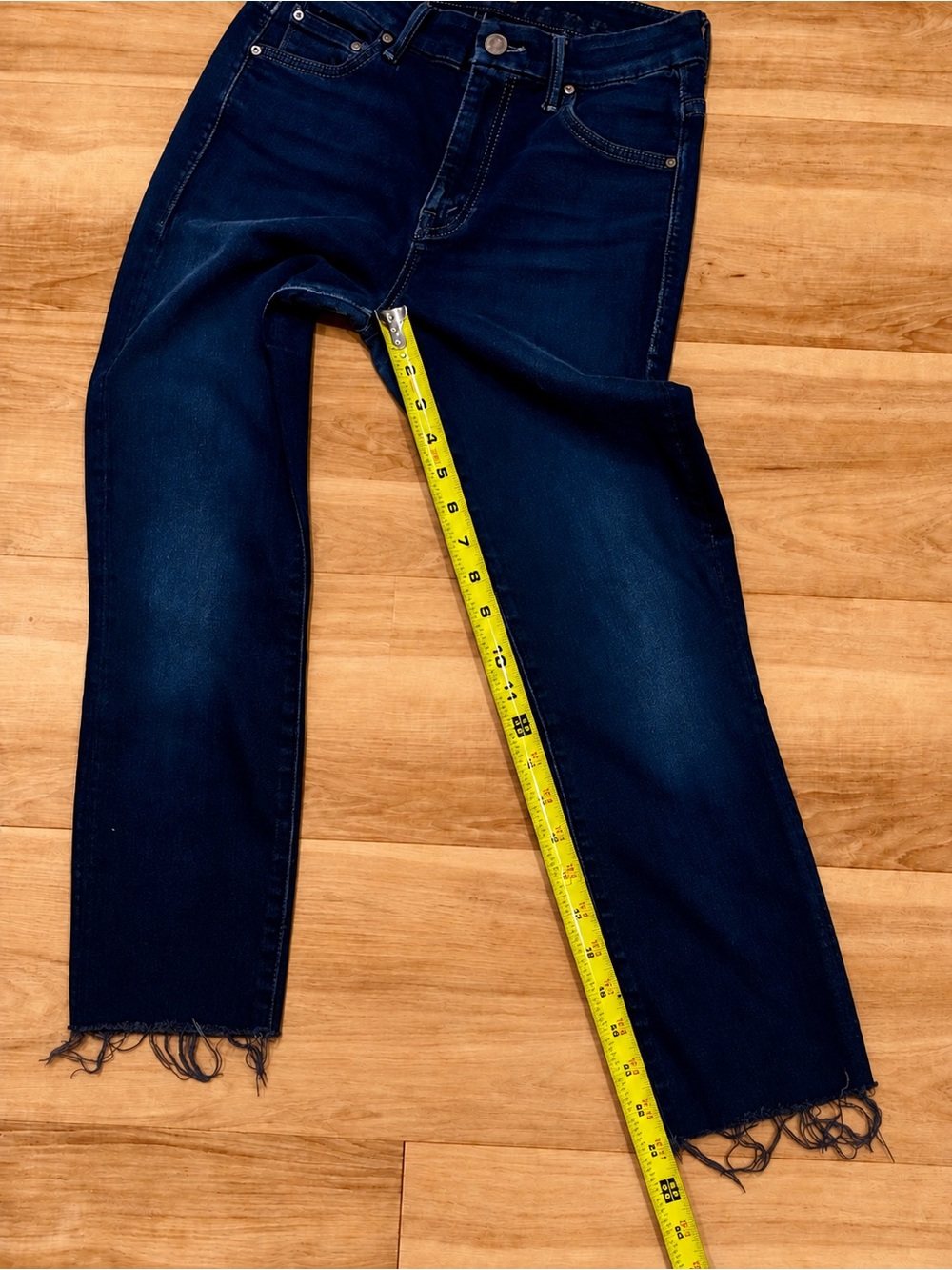 MOTHER High Waisted Looker Crop Jeans 25x23 Dark Wash Stretch Frayed Hem EUC - Picture 14 of 14